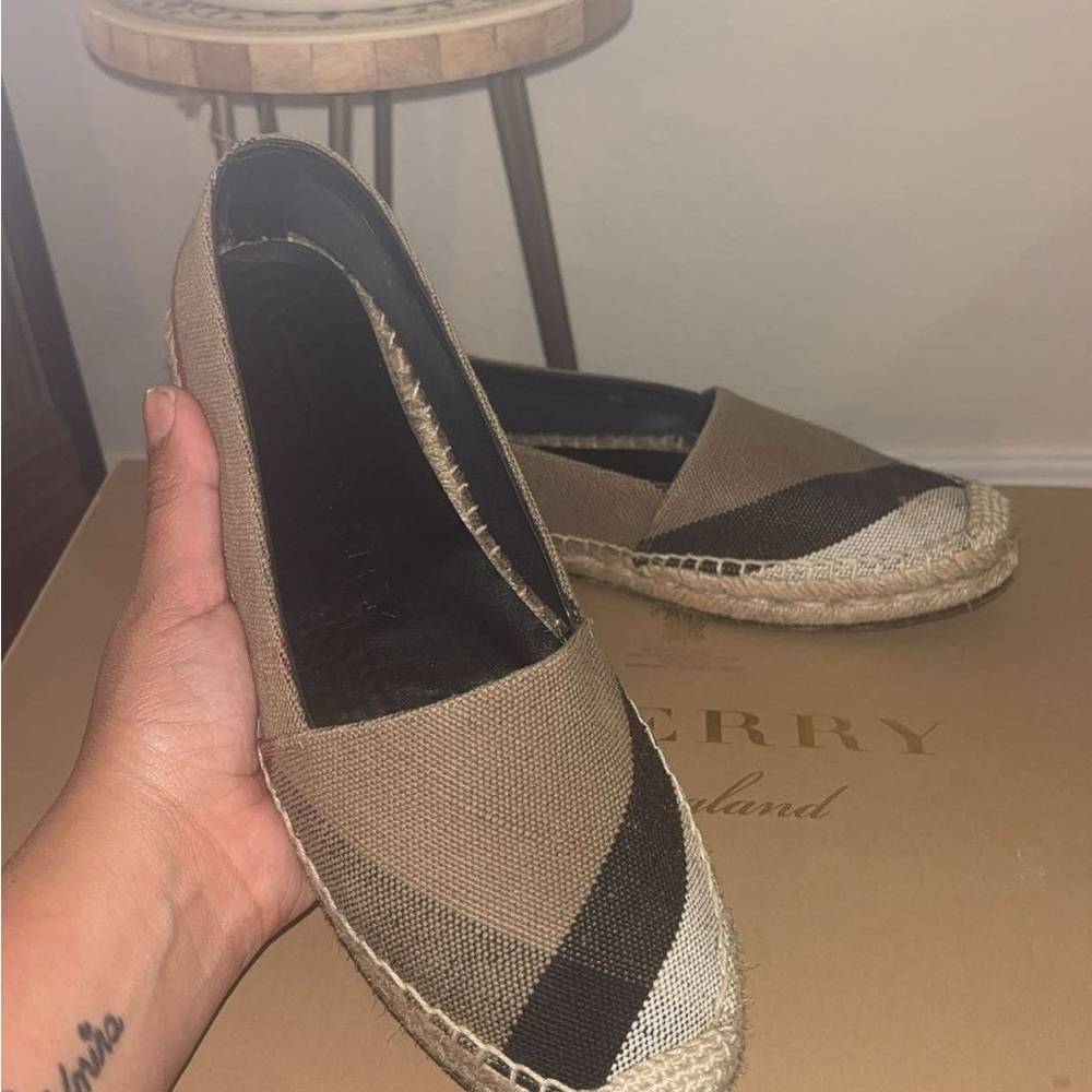 Burberry Beige and Black Espadrilles